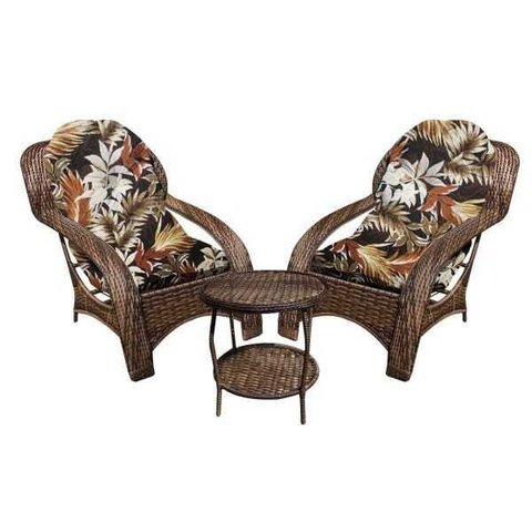Conjunto de Poltronas Fibra Sintética Lisboa - 2 Poltronas + Mesa de Centro - Tecido Revieira