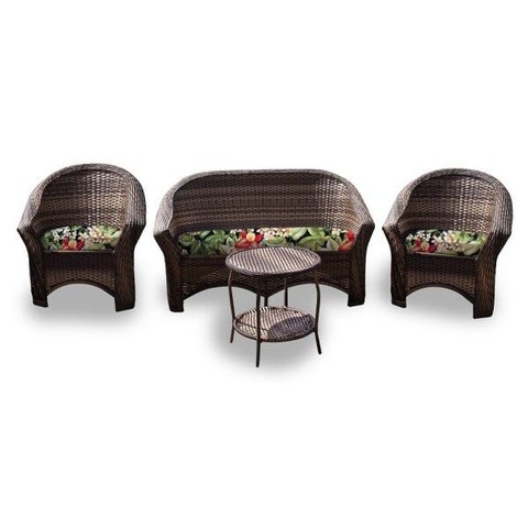 Conjunto de Sofás Fibra Sintética Berlim - 1 Sofá 2L + 2 Poltronas + 1 Mesa Centro - Tecido