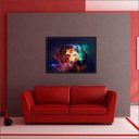 Ver imagem 1 de Quadro Decorativo Abstrato Animais Lobo Salas Decorações Interiores Com Moldura