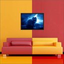 Ver imagem 1 de Quadro Decorativo Abstrato Gato Lua Animais Salas Decorações Recepção Interiores Com Moldura