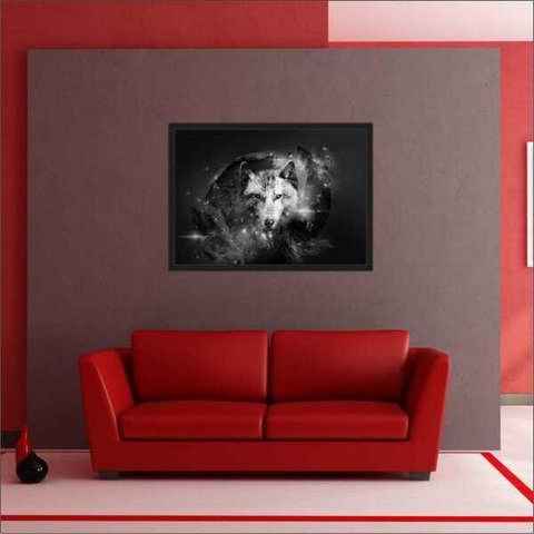 Quadro Decorativo Animais Lobo Salas Decorações Interiores Com Moldura