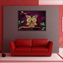 Ver imagem 4 de Quadro Decorativo Abstrato Ave Coruja Salas Decorações Interiores Com Moldura