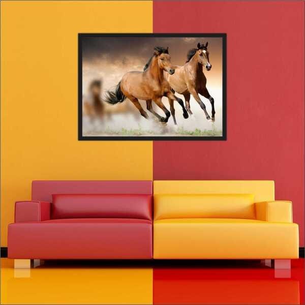 Quadro Decorativo Animais Cavalos Salas Decorações Interiores Com Moldura - 4