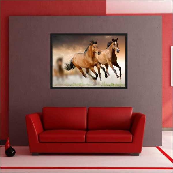 Quadro Decorativo Animais Cavalos Salas Decorações Interiores Com Moldura - 2