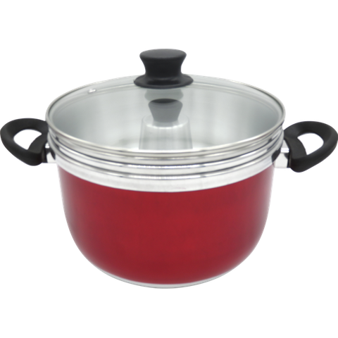 Conjunto Multiuso Vermelho 3 Peças com Tampa de Vidro 4,5 Litros