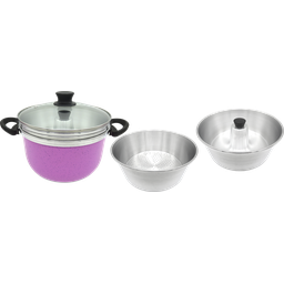 Conjunto Multiuso Vermelho 3 Peças com Tampa de Vidro 4,5 Litros - 2
