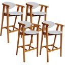 Ver imagem 4 de Kit 04 Banquetas Alta para Cozinha Sala de Jantar Fixa Cecília L02 Linho Cinza - Lyam Decor