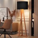 Ver imagem 2 de Luminária Tripé Moderna Ibiza Sala Leitura Luxo com Cupula e Pés em Madeira Cor Preto