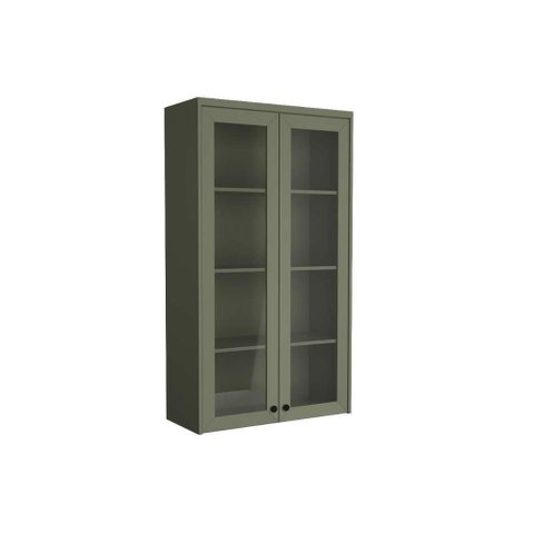Armário Aéreo P/ Cozinha Évora Ph 3129 C/ 2 Portas C/ Vidro 80cm Verde - Herval