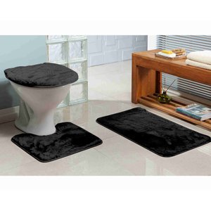 Jogo Banheiro 3 Peças Bangor Preto Niazitex 05001882UNIPTO