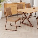 Ver imagem 3 de Kit 4 Cadeiras de Jantar Estofadas em Tecido Aço Marrom Napoli