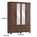 Ver imagem 2 de Guarda Roupa Bipartido 4 Portas e 4 Gavetas Linha Ouro Madeira Maciça 2252wn Café Finestra