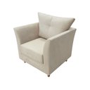 Ver imagem 3 de Kit Namoradeira + 1 Poltrona Decorativa Isis Suede Bege Pés Madeira Ms Decor