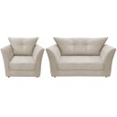 Ver imagem 1 de Kit Namoradeira + 1 Poltrona Decorativa Isis Suede Bege Pés Madeira Ms Decor