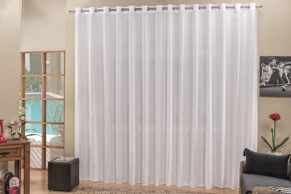Cortina Roma Varão Simples 3,00m x 2,50m Ráfia Branco - 1