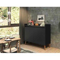 Buffet Aparador Retrô Delux 2 Portas Preto - 2