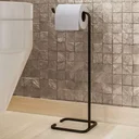 Ver imagem 2 de Porta Suporte Papel Higienico Papeleira Level Decorativa de Chão Quadrada Preta - Harmônica Móveis