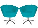 Ver imagem 1 de Kit 2 Poltronas Decorativa Pétala Base Giratória Metal Suede Azul Tifany Mz Decor