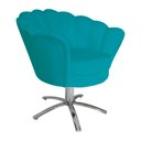 Ver imagem 2 de Kit 2 Poltronas Decorativa Pétala Base Giratória Metal Suede Azul Tifany Mz Decor