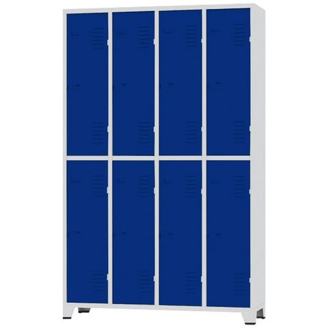 Roupeiro de Aço 8 Portas Grandes Cinza com Azul - Ultra Móveis