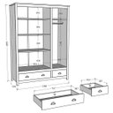 Ver imagem 4 de Guarda-roupa 3 Portas 2 Gavetas Topázio Madeira Pinus Freijó - Finestra