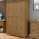 Ver imagem 1 de Guarda-roupa 3 Portas 2 Gavetas Topázio Madeira Pinus Freijó - Finestra