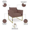 Ver imagem 5 de Sofá Namoradeira e 1 Poltrona Base Industrial Dourado Ana Veludo Rosê - Ibiza