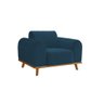 Poltrona Living Átila Estofada em Veludo Azul Marinho Base Madeira Maciça - 1