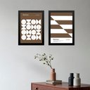 Ver imagem 2 de Kit 2 Quadros Abstratos Bauhaus - Marrom e Branco 24x18cm - com Vidro:moldura Branca