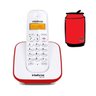 Aparelho Telefone Fixo sem Fio Digital Branco Vermelho Bina - 1