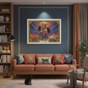 Ver imagem 3 de Quadro Carta Tarot Gatos a Torre 70x50cm Mold Branca