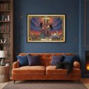 Ver imagem 2 de Quadro Carta Tarot Gatos a Torre 70x50cm Mold Branca