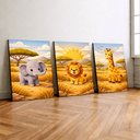 Ver imagem 2 de Kit 3 Quadro Decorativo Savana Infantil Leão Bebê Meninos Moderno 28x20cm