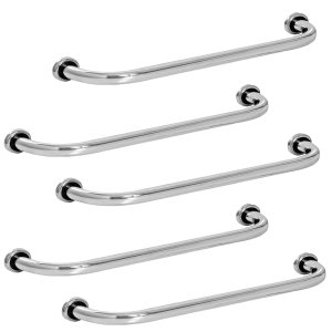 Barra Alça Apoio Kit 5 Uni Aço Inox Idoso Gestante Pcd Cadeirante Deficientes 40cm Suporte Anti Qued