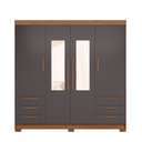 Ver imagem 4 de Guarda Roupa Roupeiro Casal com Espelhos 4 Portas 6 Gavetas Irati 4.6 Jatoba Grafite Santos Andirá