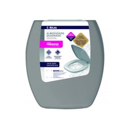 Assento Sanitário Cinza Almofadado Quadrado Atlas - 1