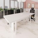 Ver imagem 1 de Mesa de Reunião Industrial 200cm Branco 1 Caixa de Tomada F5 Office