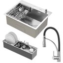 Ver imagem 1 de Kit Cuba Quebec 60cm Aço Inox 304 + Calha Organizadora Aço Inox + Torneira Florença Monocomando