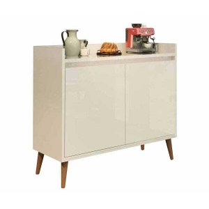 Buffet Aparador Retrô Clássico 2 Portas Off-White