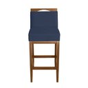 Ver imagem 3 de Kit 2 Banquetas Alta Lyara em Madeira Maciça com Encosto Estofada Marinho Móveis Banqueta Lyara Azul