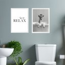 Ver imagem 1 de Kit 2 Quadros Banheiro Girafinha - Time To Relax 24x18cm - com Vidro:moldura Branca