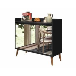 Buffet Aparador Retrô com Espelho Delux 2 Portas Preto - 1