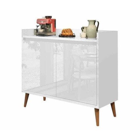 Buffet Aparador Retrô Delux 2 Portas Branco Gloss