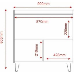 Buffet Aparador Retrô Delux 2 Portas Branco Gloss - 6