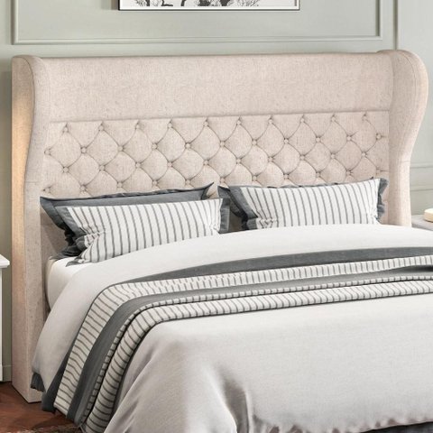 Cabeceira Cama Box Queen 160 cm P05 Madrid Linho Cru - Lyam Decor