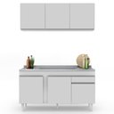 Ver imagem 7 de Armário Aéreo Argélia e Balcão Gabinete com Pia Inox 150cm Dakota Branco - Lumil Lumil Móveis Argéli