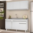 Ver imagem 2 de Armário Aéreo Argélia e Balcão Gabinete com Pia Inox 150cm Dakota Branco - Lumil Lumil Móveis Argéli