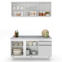 Ver imagem 3 de Armário Aéreo Argélia e Balcão Gabinete com Pia Inox 150cm Dakota Branco - Lumil Lumil Móveis Argéli