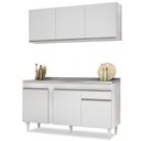 Ver imagem 1 de Armário Aéreo Argélia e Balcão Gabinete com Pia Inox 150cm Dakota Branco - Lumil Lumil Móveis Argéli