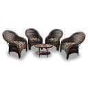 Ver imagem 1 de Conjunto de Poltronas Fibra Sintética Tóquio - 4 Poltronas + 1 Mesa Centro - Tecido Saquarema